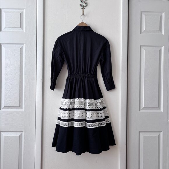 Maje Romana Embroidered Cotton Shirt Dress in Navy Size 1 (US S) - Picture 6 of 7